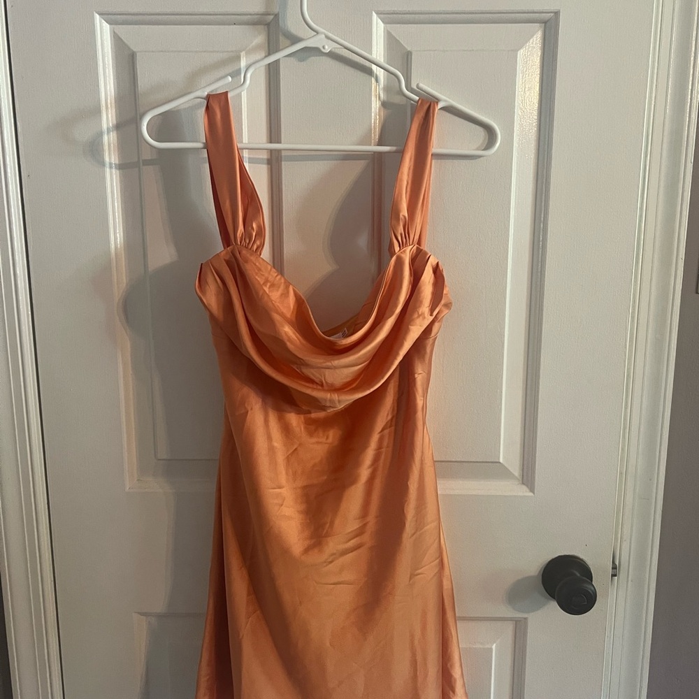 Beginning Boutique Orange Satin Dress